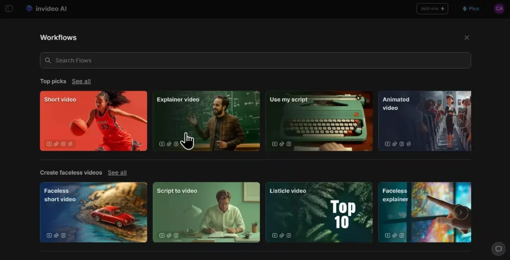 InVideo AI prompt-to-video interface showing natural language video creation for social media