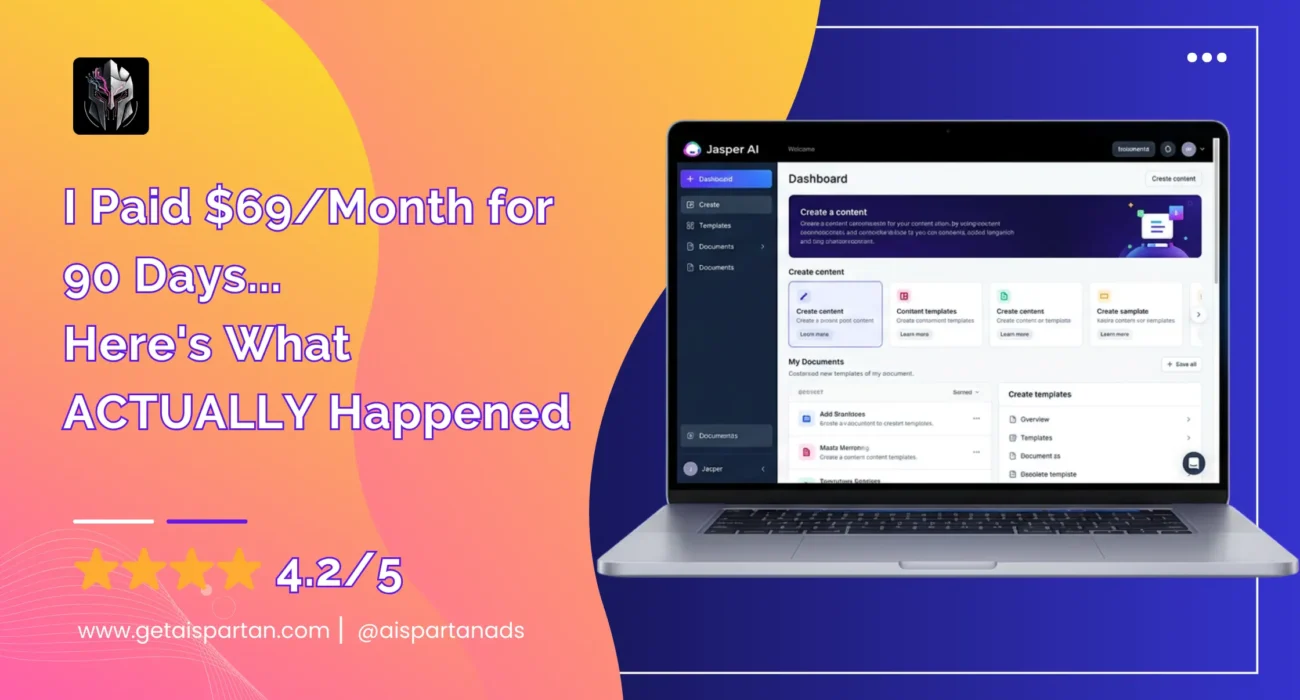 Jasper AI Review 2026 featured image with 4.2 out of 5 star rating