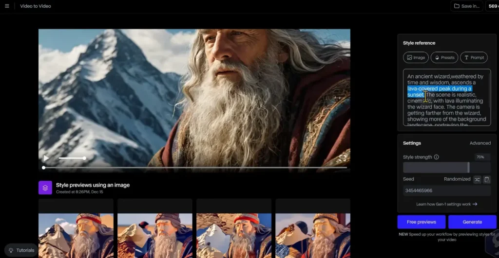 Runway ML Gen-3 Alpha generated video examples in different styles - cinematic, anime, realistic, and 3D