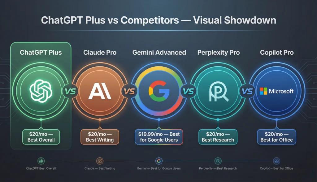 Best ChatGPT Plus alternatives 2026 - Claude Gemini Perplexity Copilot comparison
